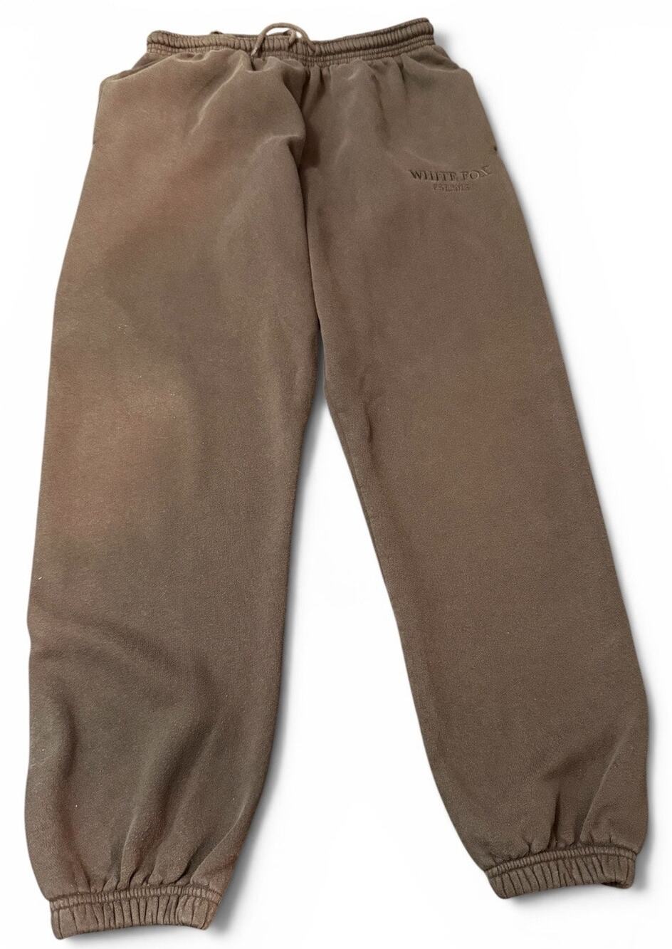 White Fox Brown Fleece Jogger Sweatpants Lounge, Athleisure, Large